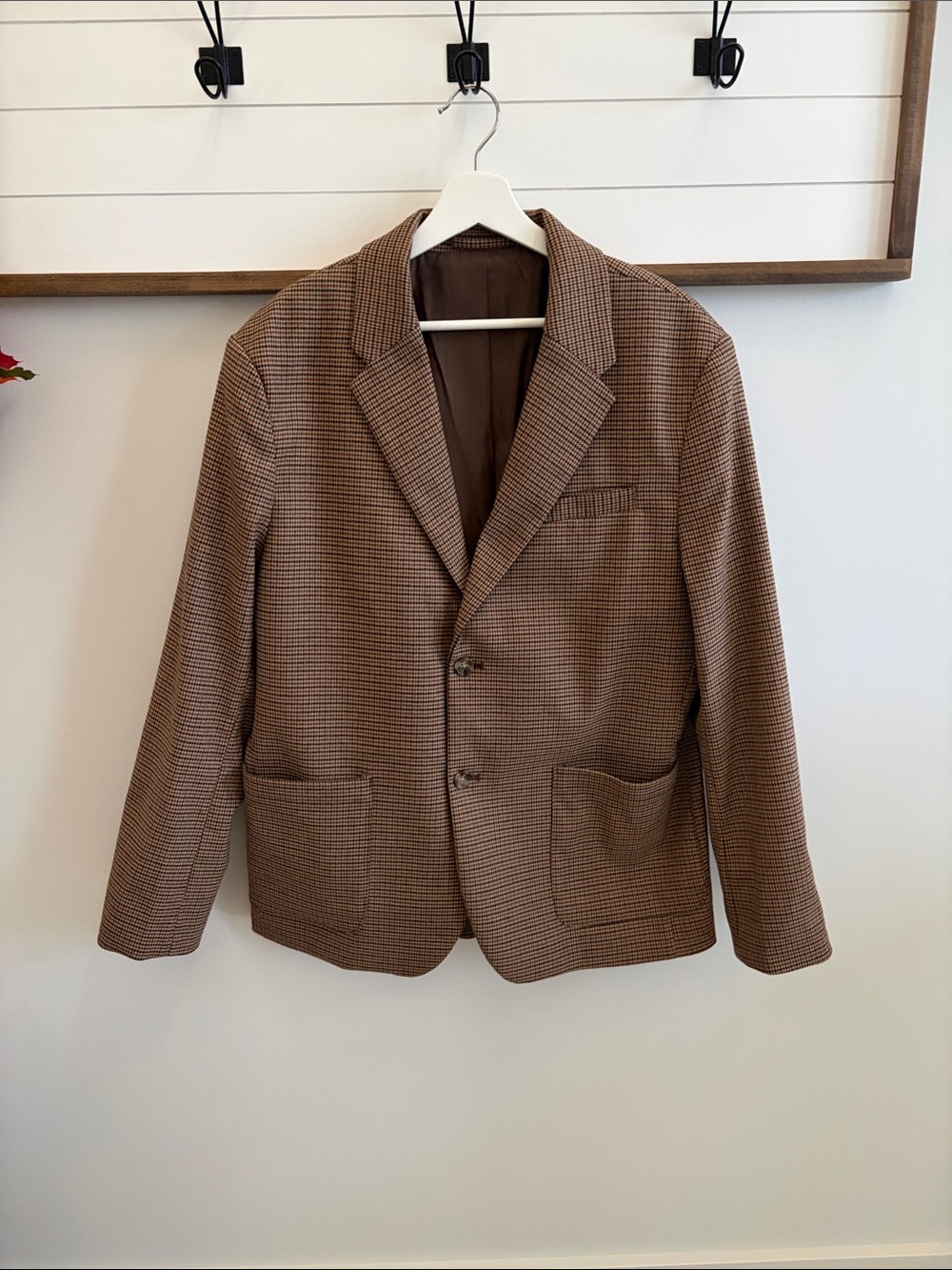 Men's Old Navy Brown Houndstooth Blazer - Classic Tailored Jacket